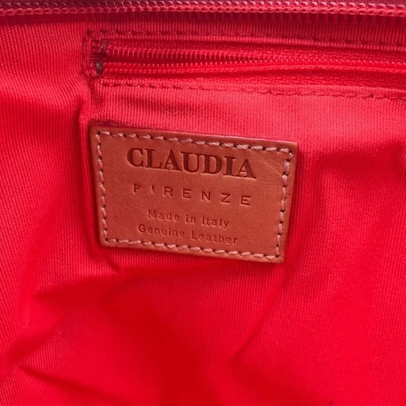 Claudia Firenze brown leather bag with red suede - Picture 7 of 8